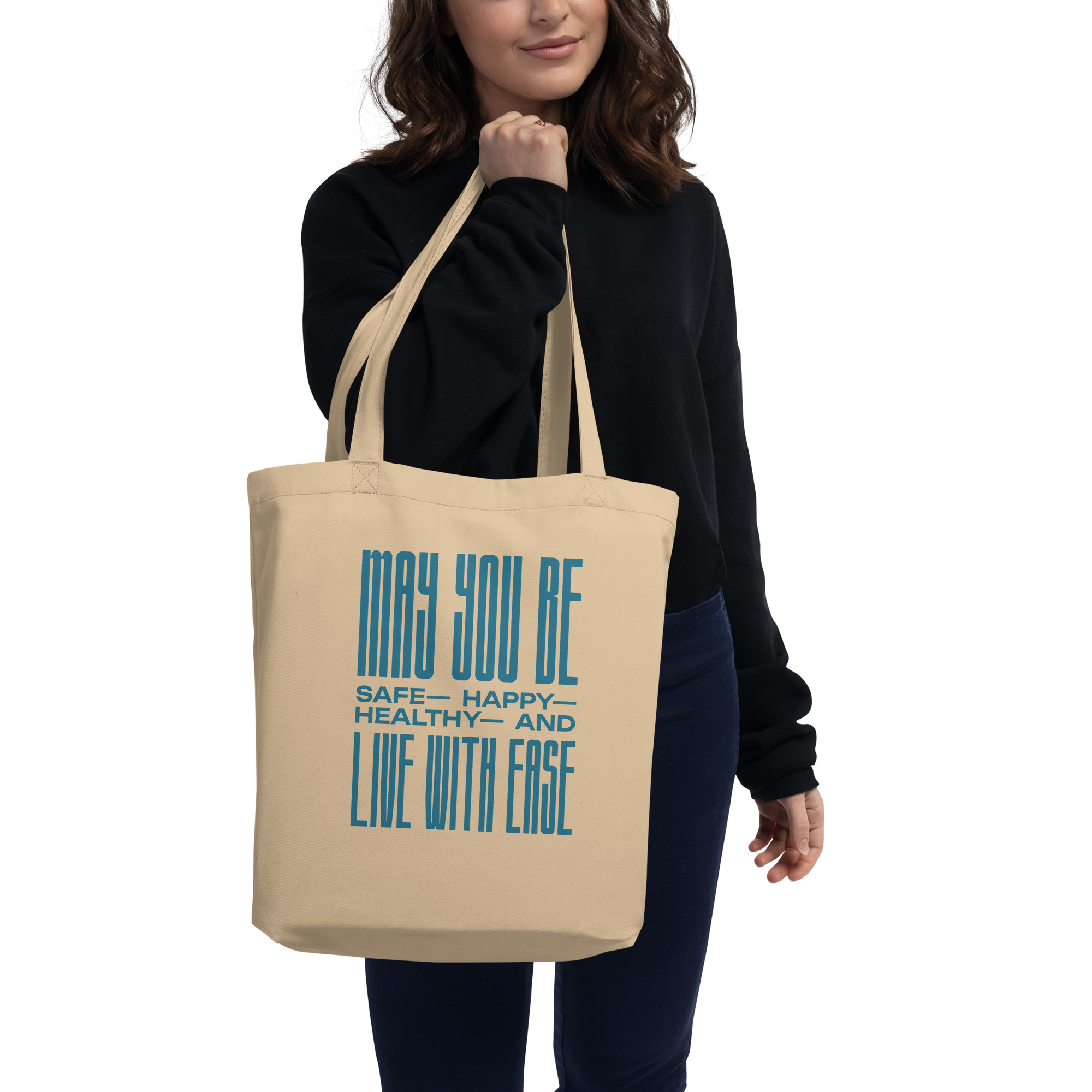 tote bag - "may you be" in ocean